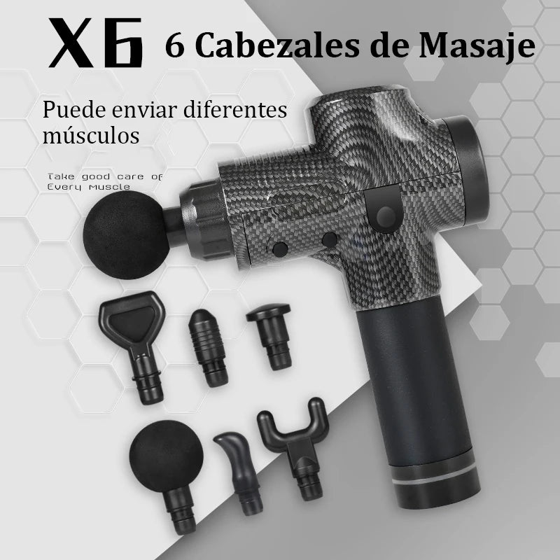 Pistola de Masaje Muscular – 30 Velocidades, 6 Cabezales, Envío desde España